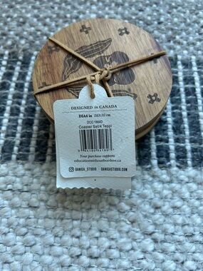 Danica Studio Handmade Engraved Acacia Wood Coasters, Set of 4